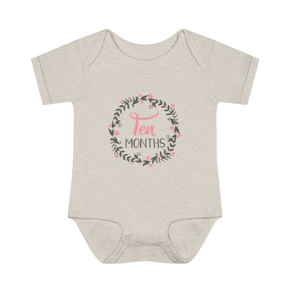 Pink Milestone Wreath Onesie-Ten Months