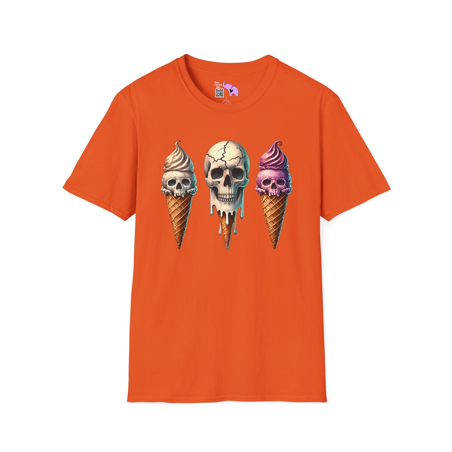 Ice Cream Cone Skull Adult T-shirt
