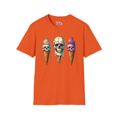Ice Cream Cone Skull Adult T-shirt