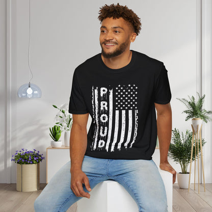 Proud (Vertical American Flag) Adult T-shirt