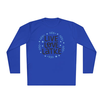 Hanukkah Live Love Latke Adult Long Sleeve Tee