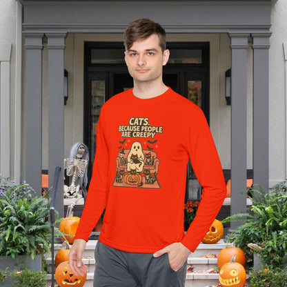 Cats, Because People Are Creepy (Halloween) Adult Long Sleeve Tee