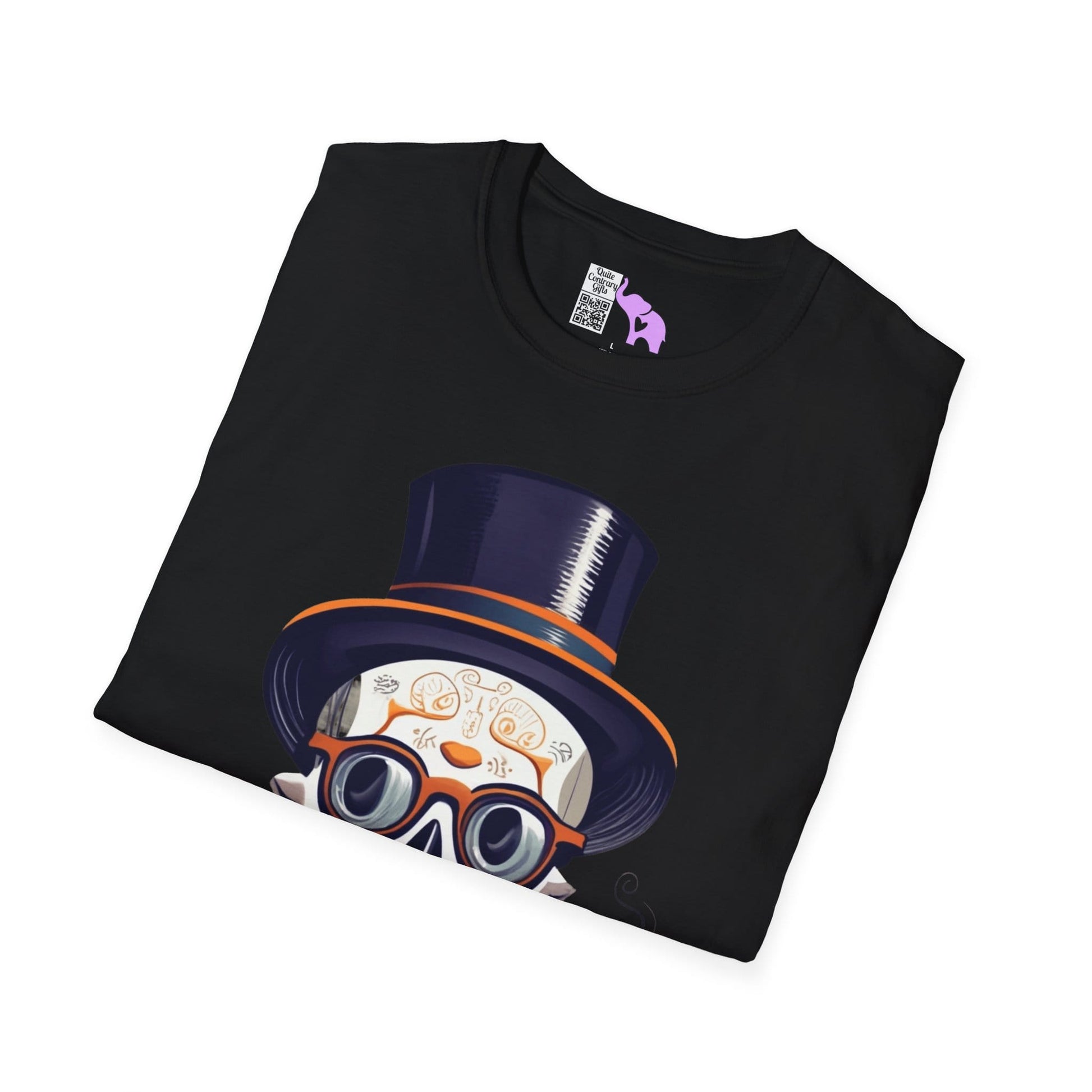 Top Hat & Mustache Skull Adult T-shirt
