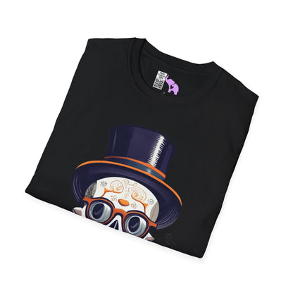 Top Hat & Mustache Skull Adult T-shirt
