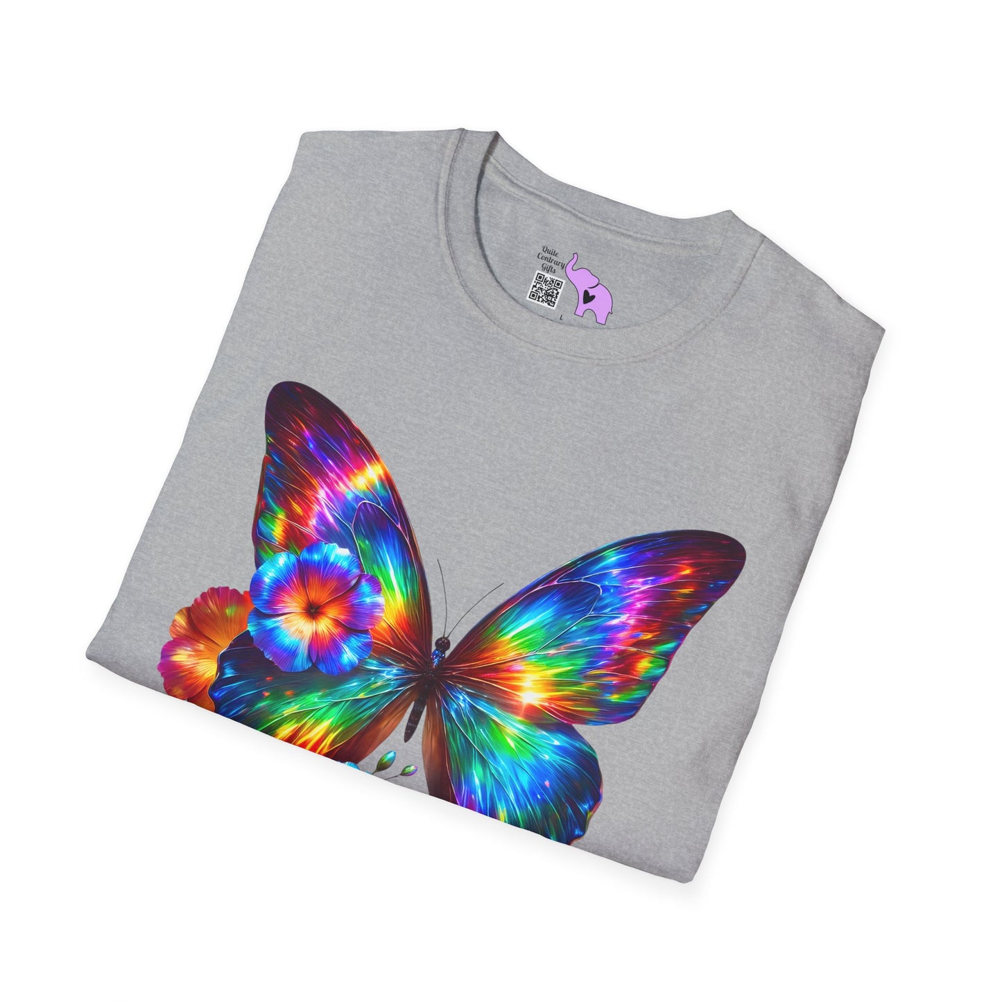 Colorful Butterfly & Flowers Adult T-shirt