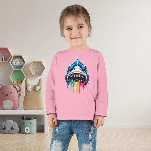 Colorful Shark Toddler Long Sleeve Tee