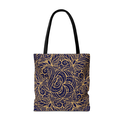 Golden Midnight Radiance Mandala Canvas Tote Bag