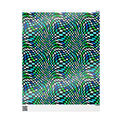 Warped Green Checkered Wrapping Paper