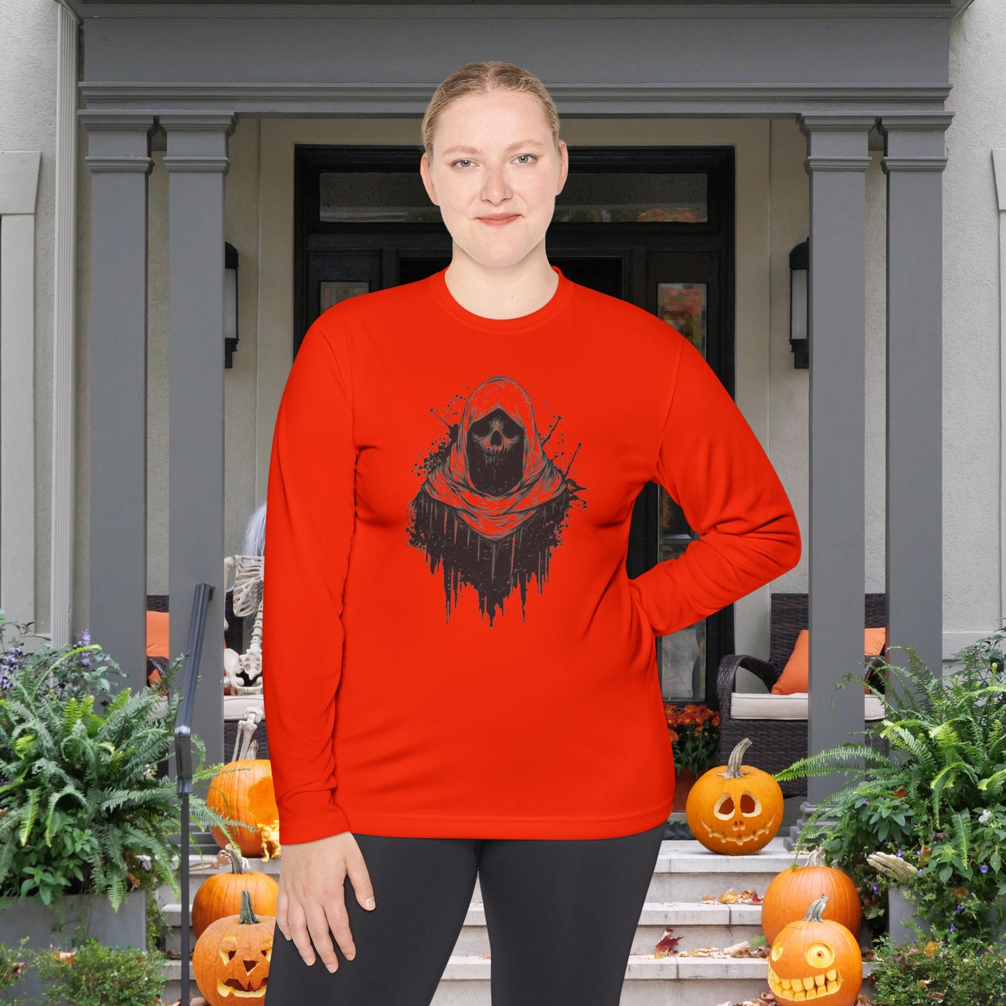 Creepy Ghost Adult Long Sleeve Tee