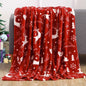 Christmas Reindeer Snowman Santa Claus Print Double-sided Flannel Couch Blanket