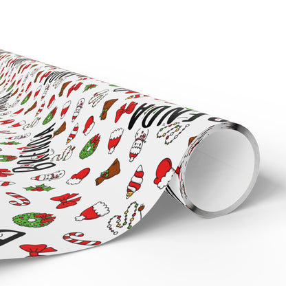 Cute Christmas Santa, Wreath, Snowman Custom Wrapping Paper (Brenda)