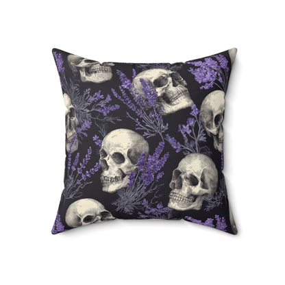 Midnight Lavender Skulls Throw Pillow