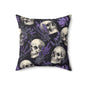 Midnight Lavender Skulls Throw Pillow