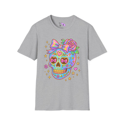 Neon Sugar Skull Adult T-shirt