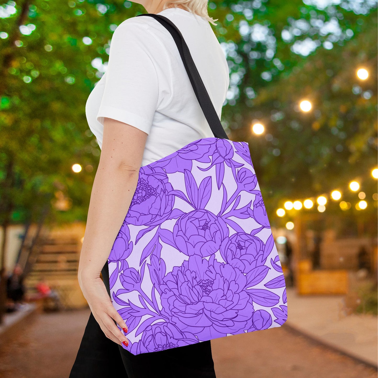Lavender Peony Symphony Canvas Tote Bag