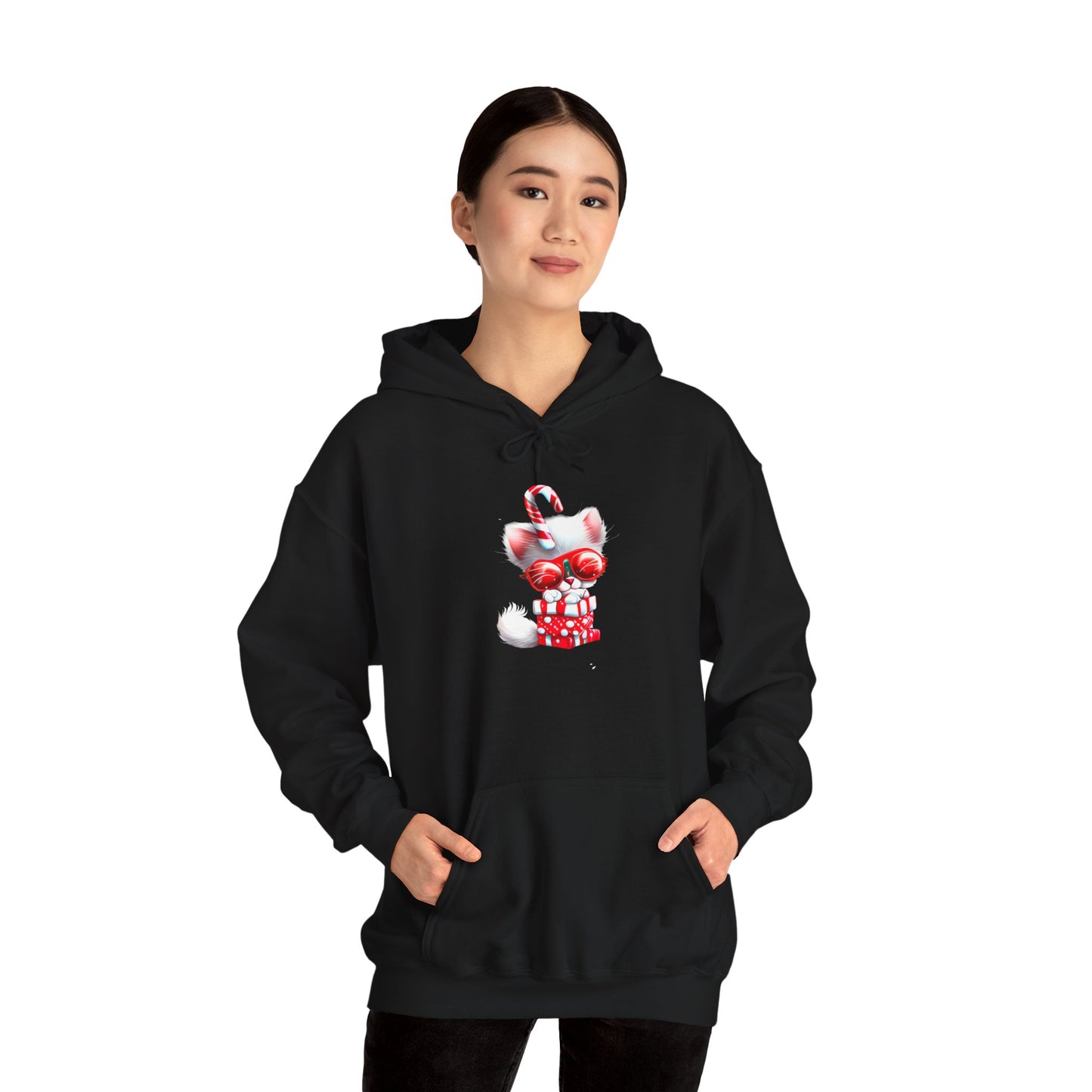 Candy Cane Kitten Heavy Blend™ Hooded Sweatshirt