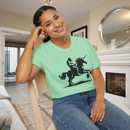 Bigfoot Rides A Unicorn Adult T-shirt