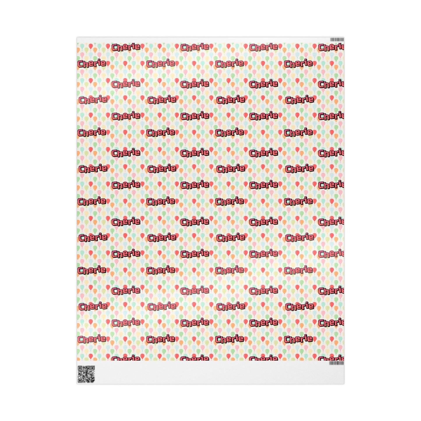 Simple Birthday Balloons Custom Name Wrapping Paper (Cherie)