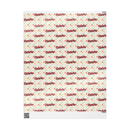 Simple Birthday Balloons Custom Name Wrapping Paper (Cherie)