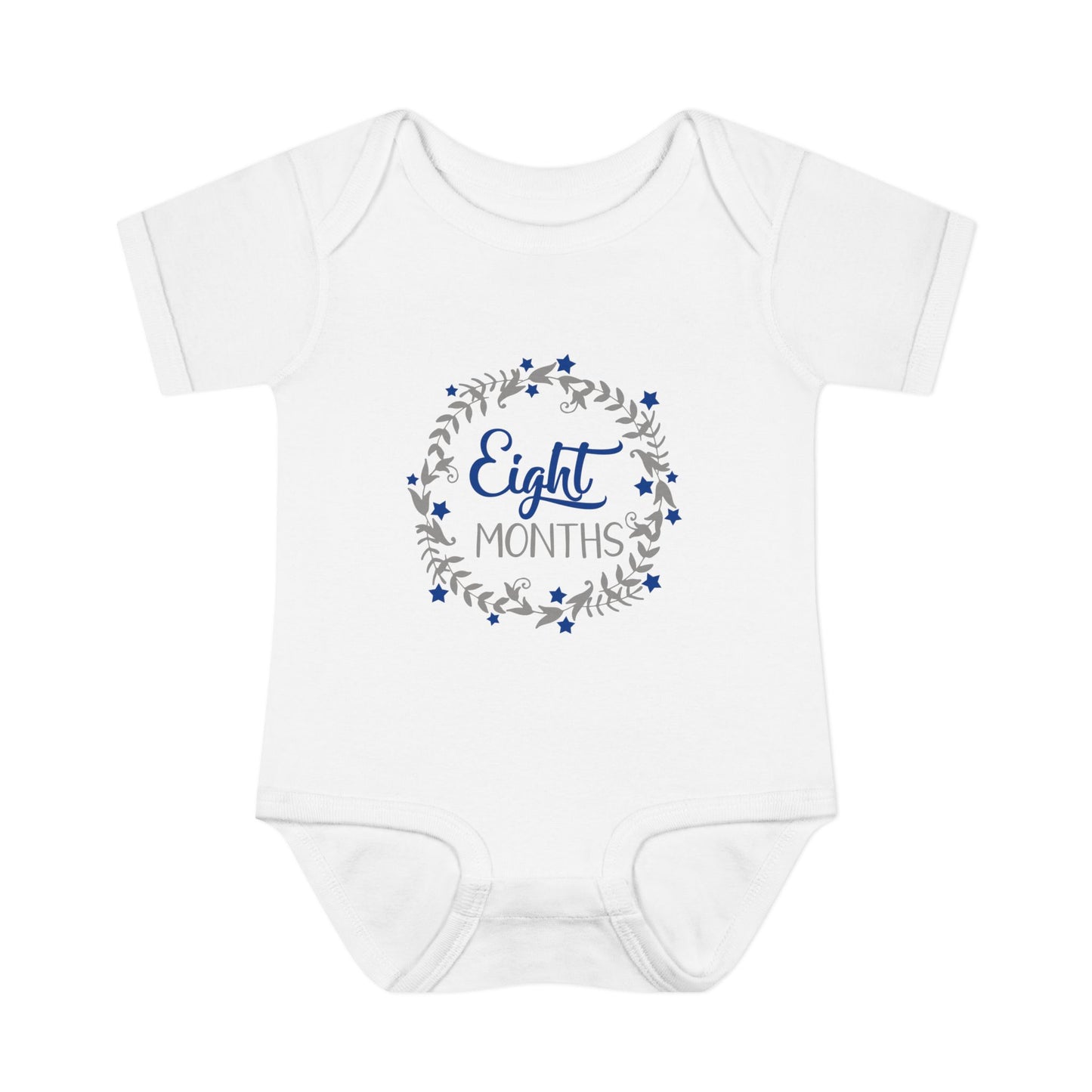Blue Milestone Wreath Onesie-Eight Months