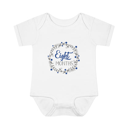 Blue Milestone Wreath Onesie-Eight Months