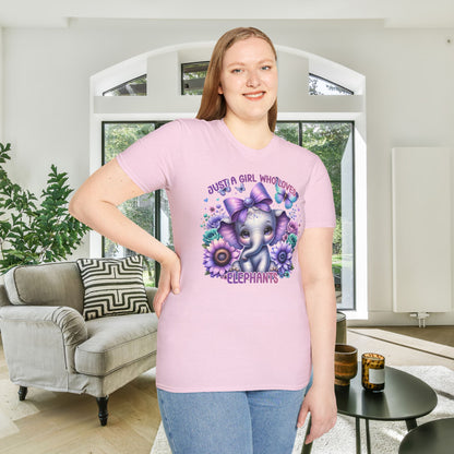 Just A Girl Who Loves Elephants Adult T-shirt