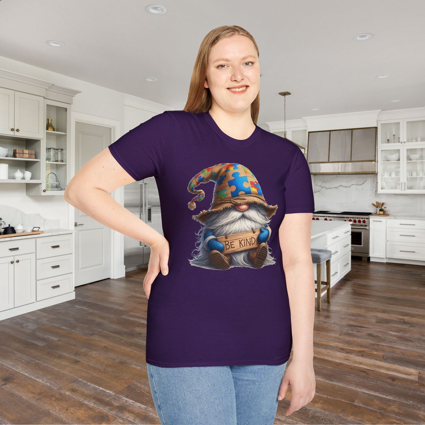 Be Kind Autism Awarness Gnome Adult T-shirt