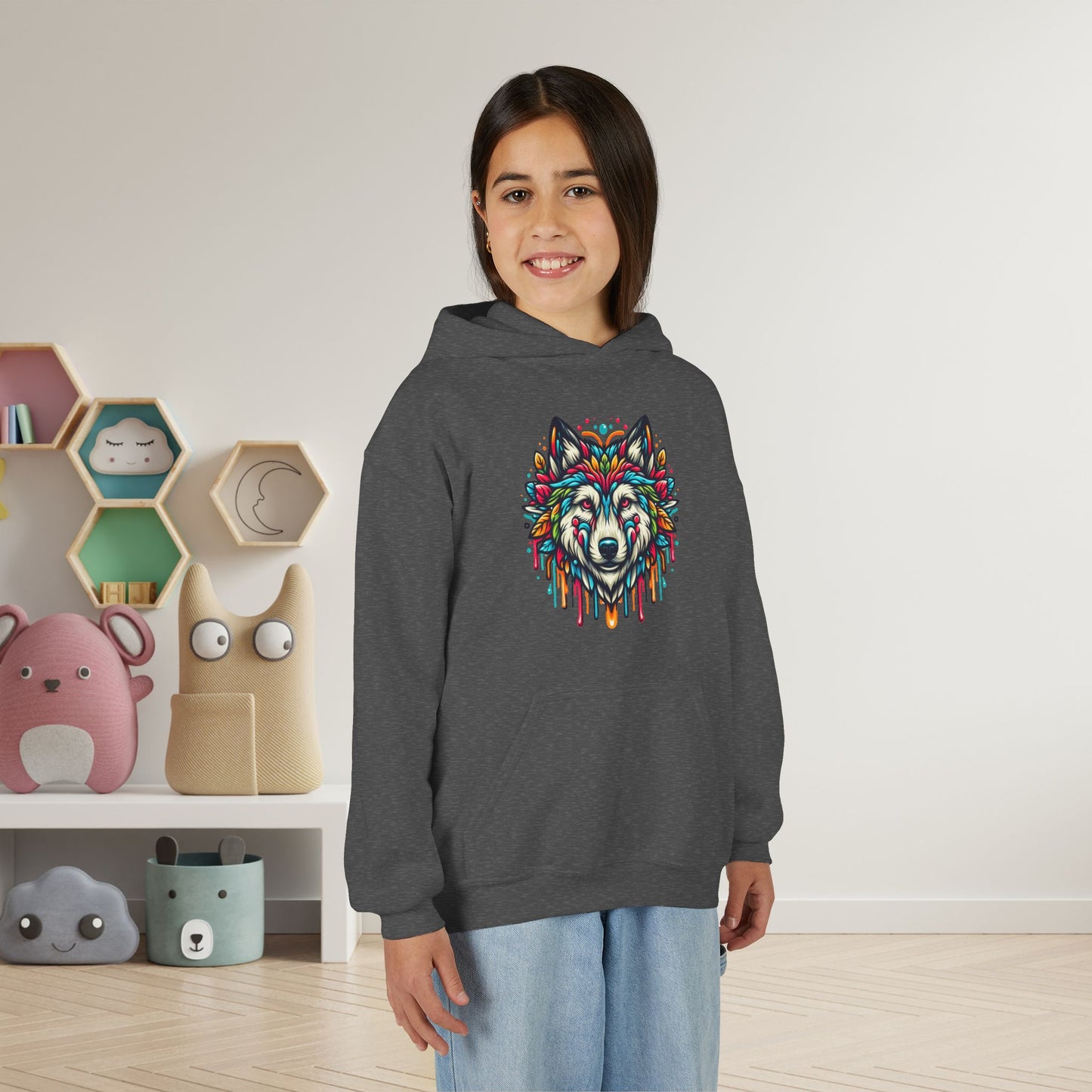 Colorful Wolf 2 Youth Hoodie