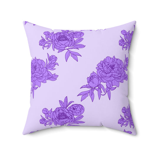 Royal Orchid Peonies Throw Pillow