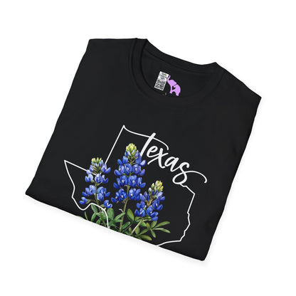 Texas Bluebonnets Outline Adult T-shirt