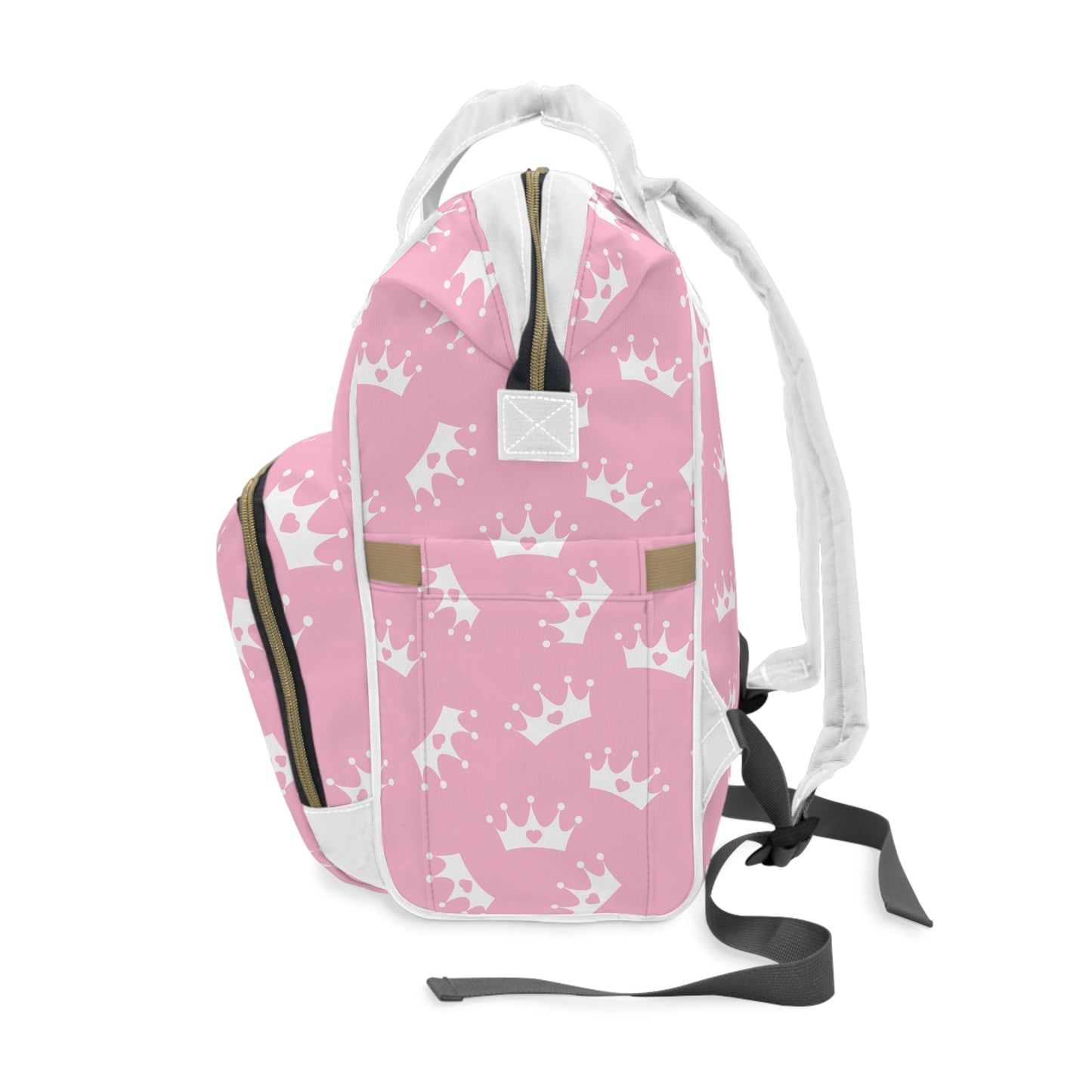 Personalized Princess Diaper Backpack – Pink Crown Baby Bag (Custom Name)