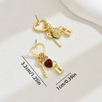 Love Earrings w/ Rhinestone Lock Series Earrings