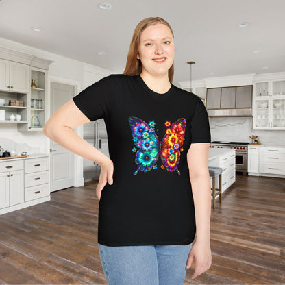 Colorful Floral Butterfly Adult T-shirt