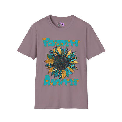 Favorite Auntie Teal/Gold Adult T-shirt