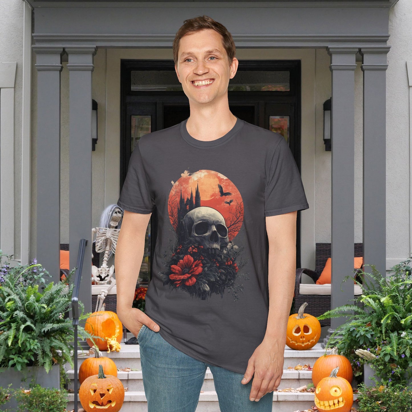 Halloween Graveyard Adult T-shirt