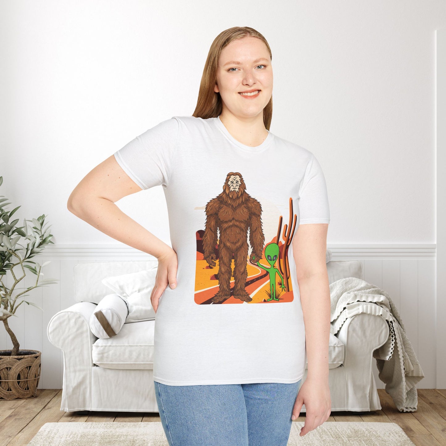 Bigfoot & Alien Adult T-shirt