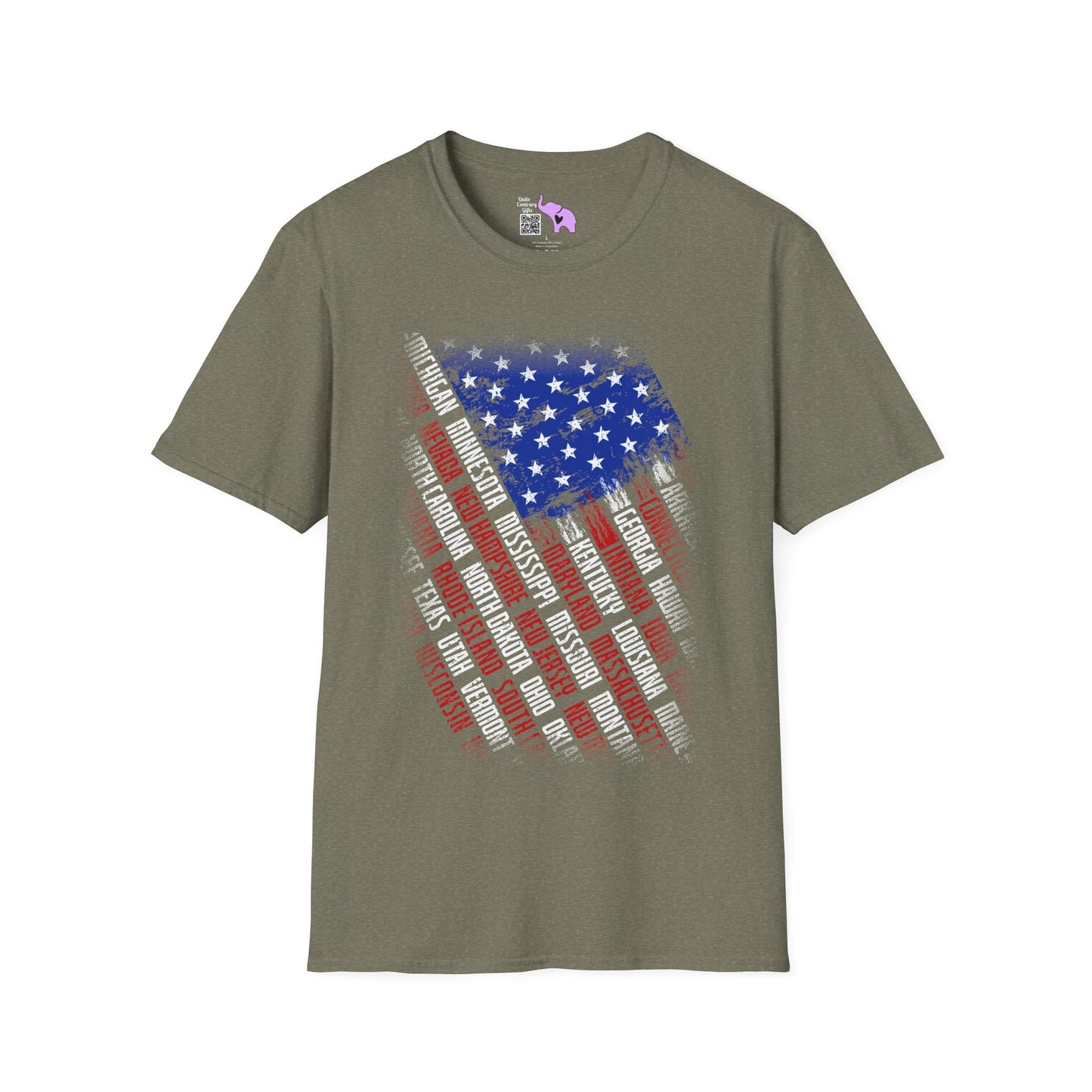 American Flag w/State Names Adult T-Shirt