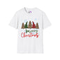 Checkered Print Trees Merry Christmas Adult T-shirt