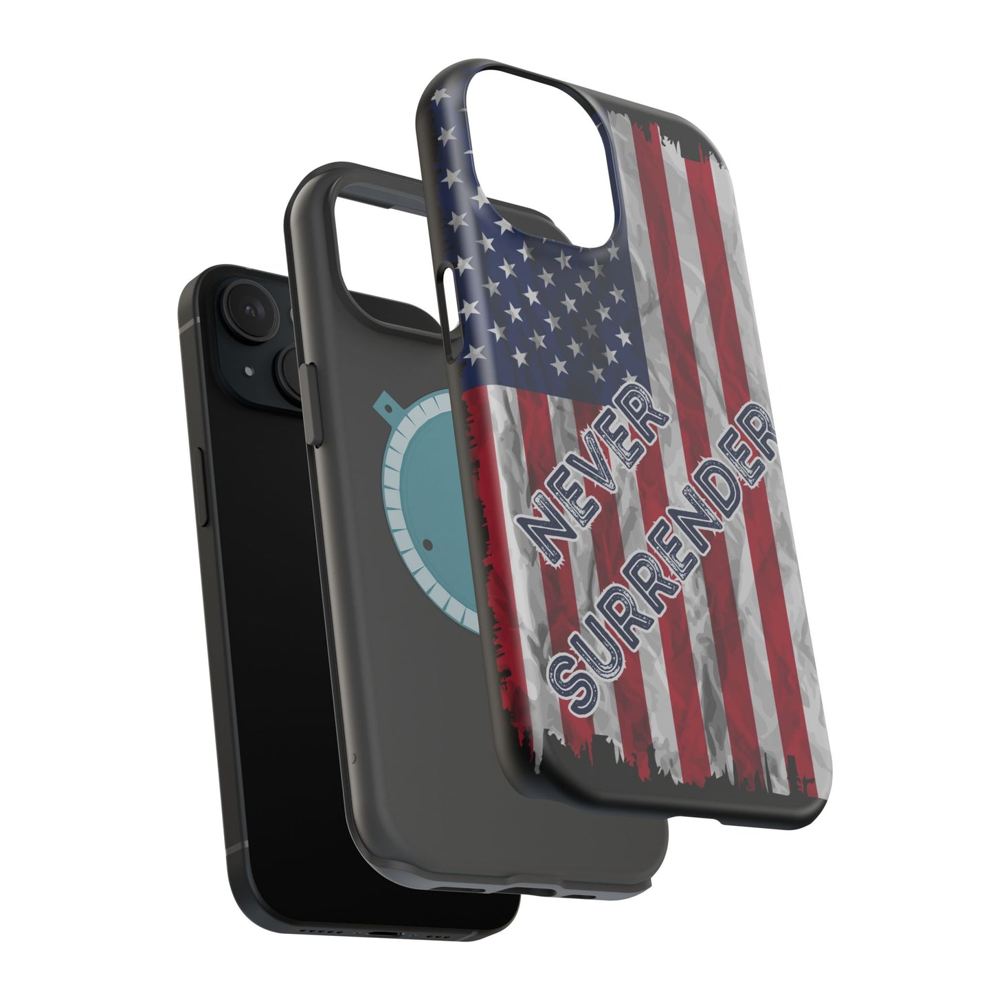 Never Surrender American Flag MagSafe® Compatible Tough Case for iPhone