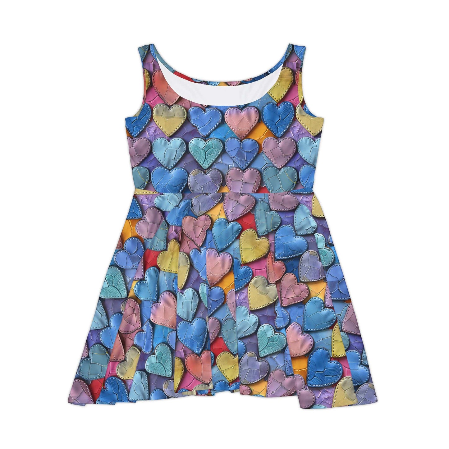 Color Pop Leather Hearts Women's Skater Dress