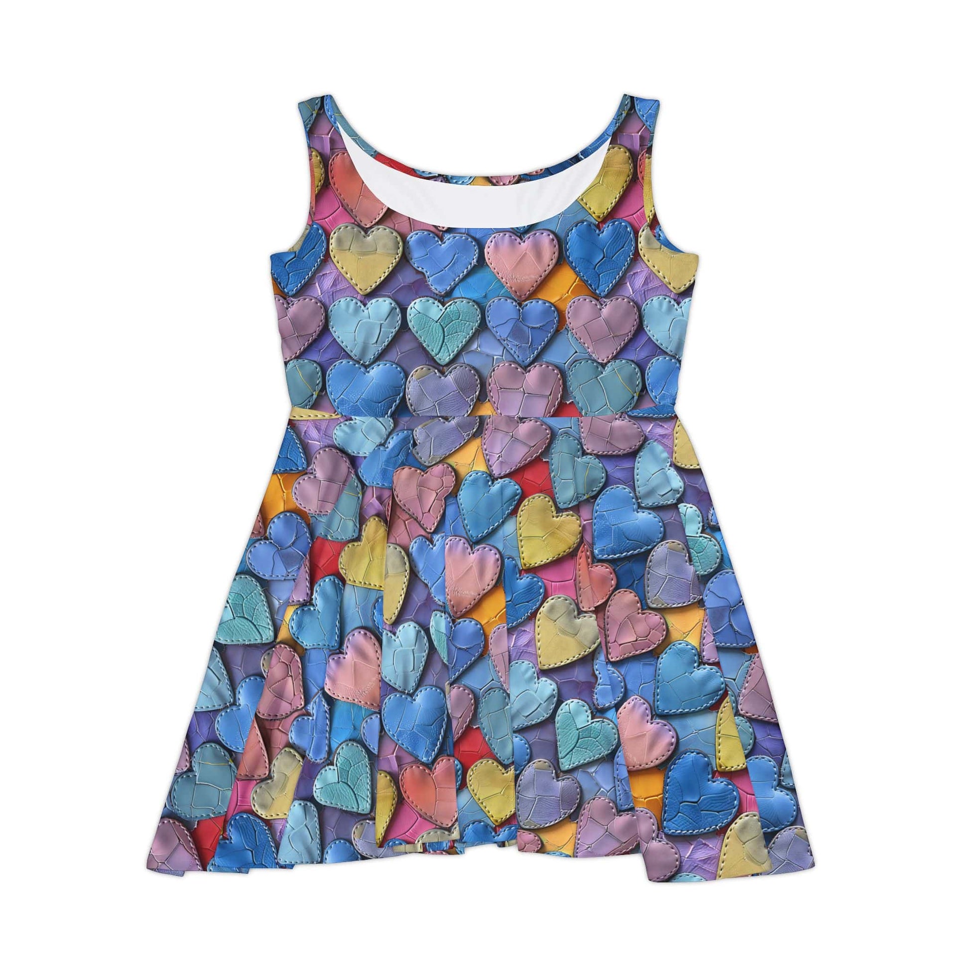 Color Pop Leather Hearts Women's Skater Dress