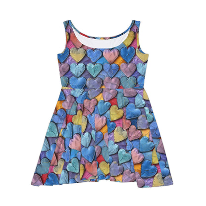 Color Pop Leather Hearts Women's Skater Dress
