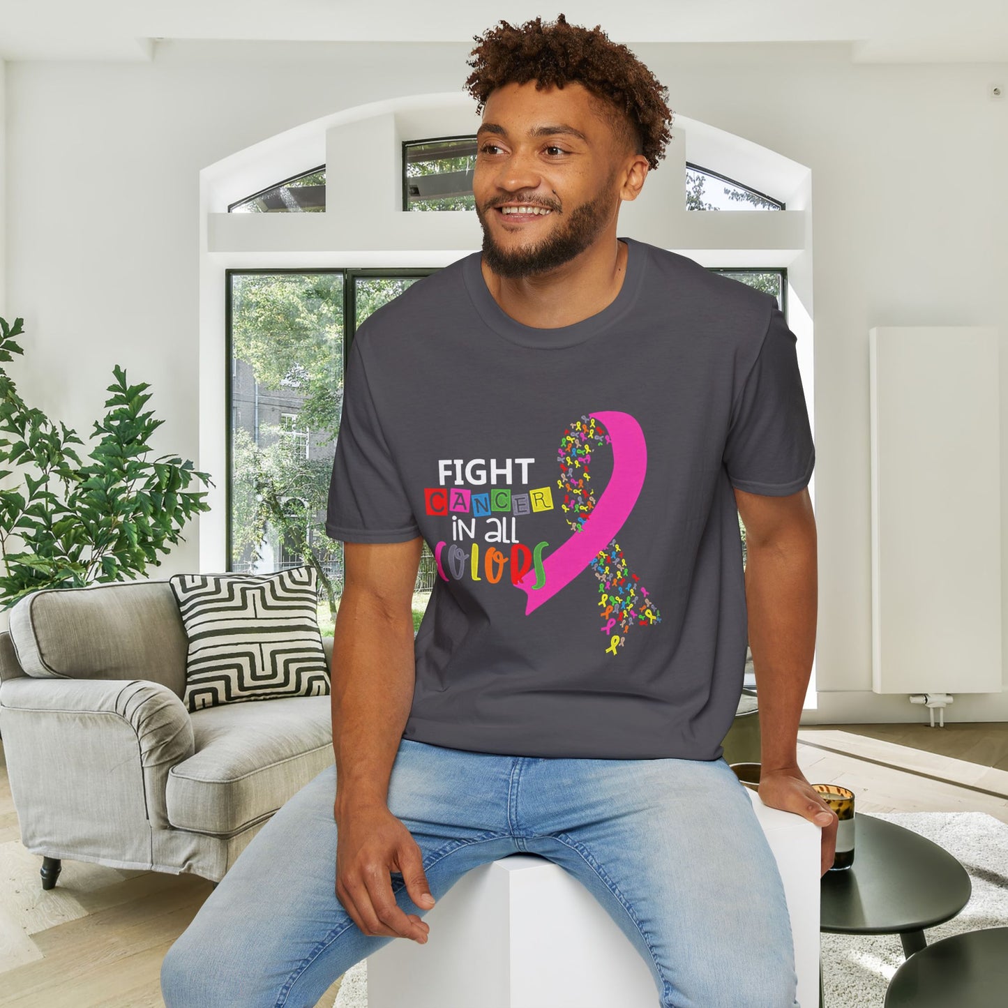 Fight Cancer All Colors 2 Adult T-shirt