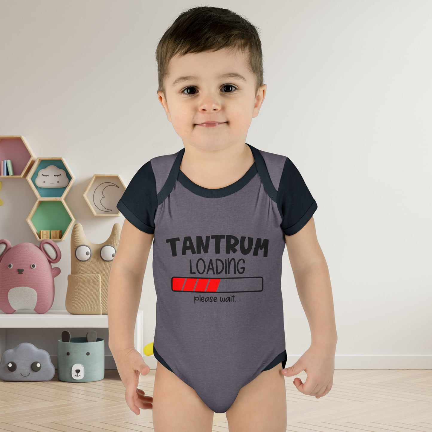 Tantrum Loading Please Wait Baby Rib Bodysuit