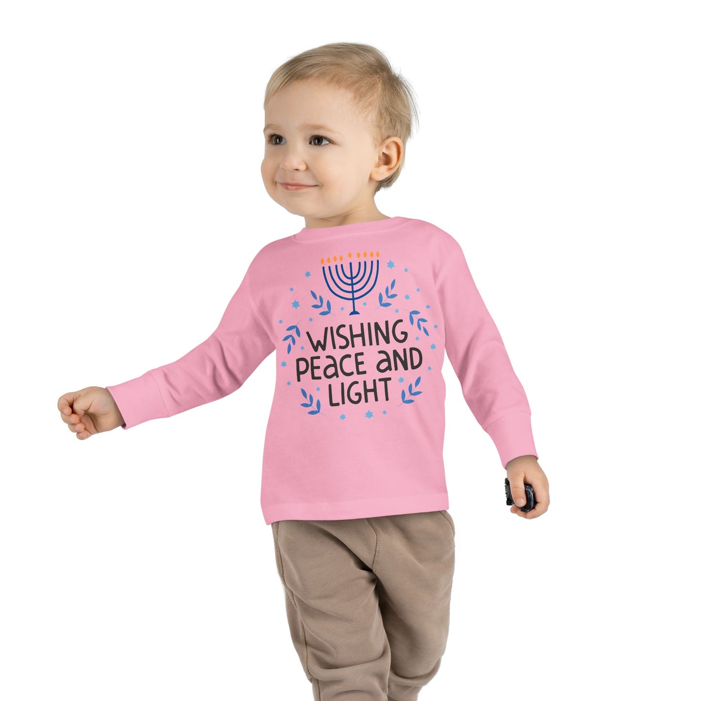 Hanukkah Wishing Peace & Light Toddler Long Sleeve Tee