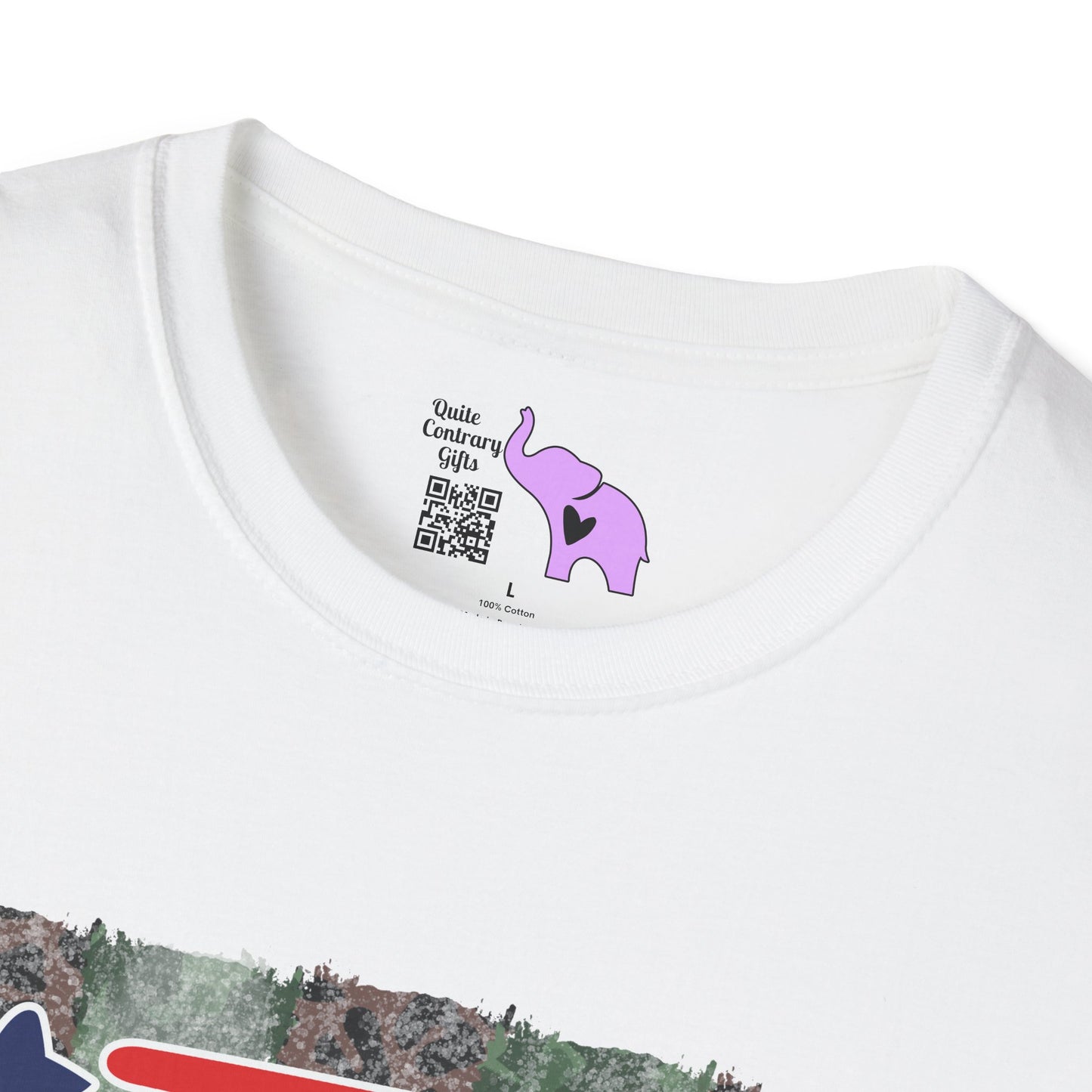 American Flag Over Camo Adult T-shirt