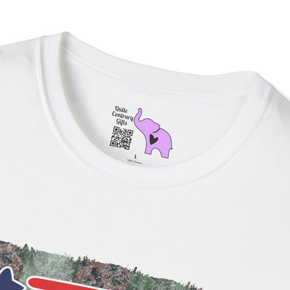 American Flag Over Camo Adult T-shirt