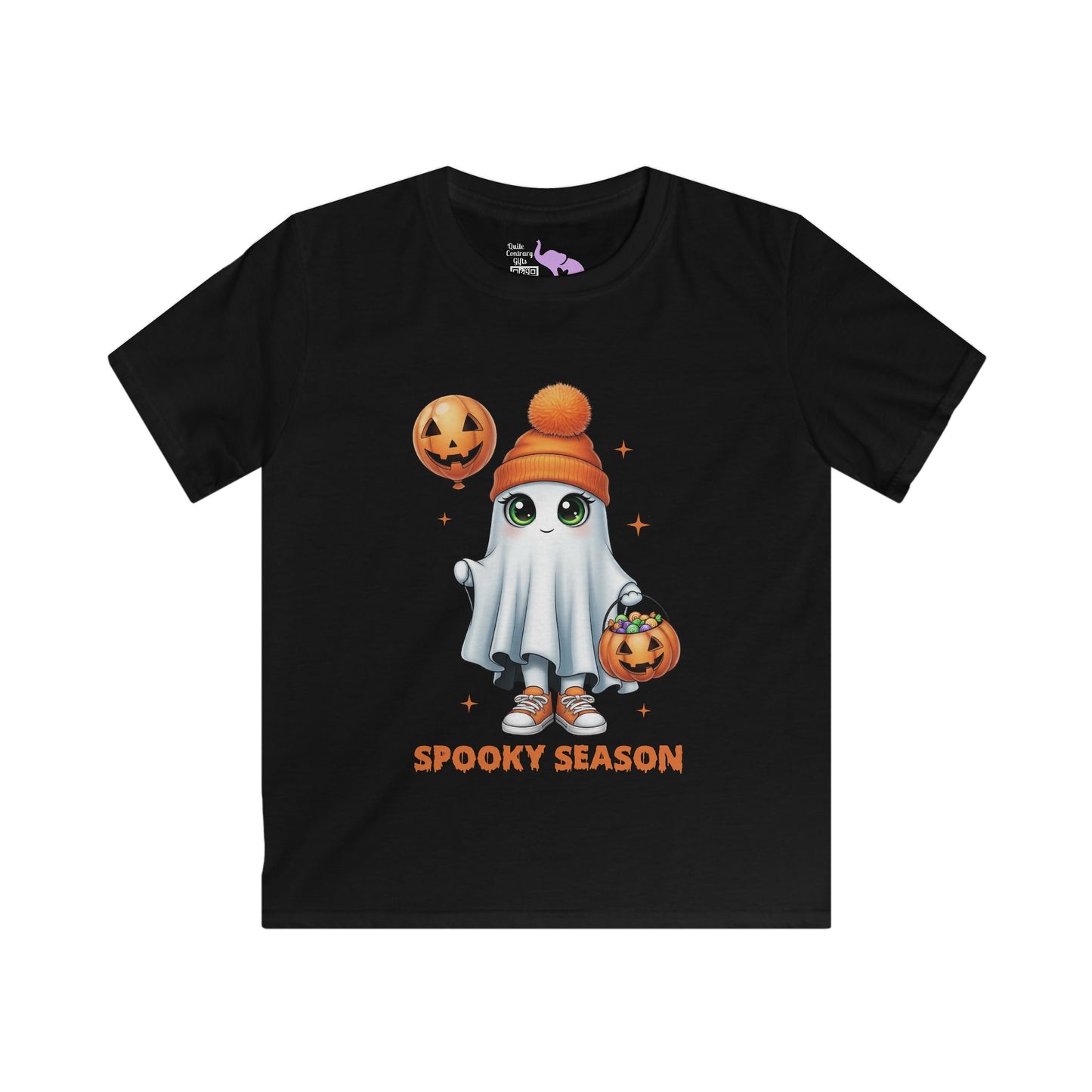 Spooky Season Ghost Trick-or-Treater Youth Softstyle Tee