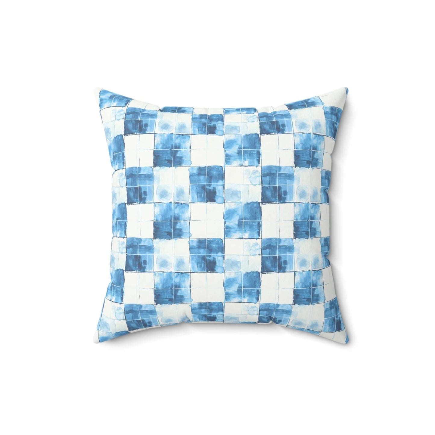 Cozy Blue Checkered Throw Pillow