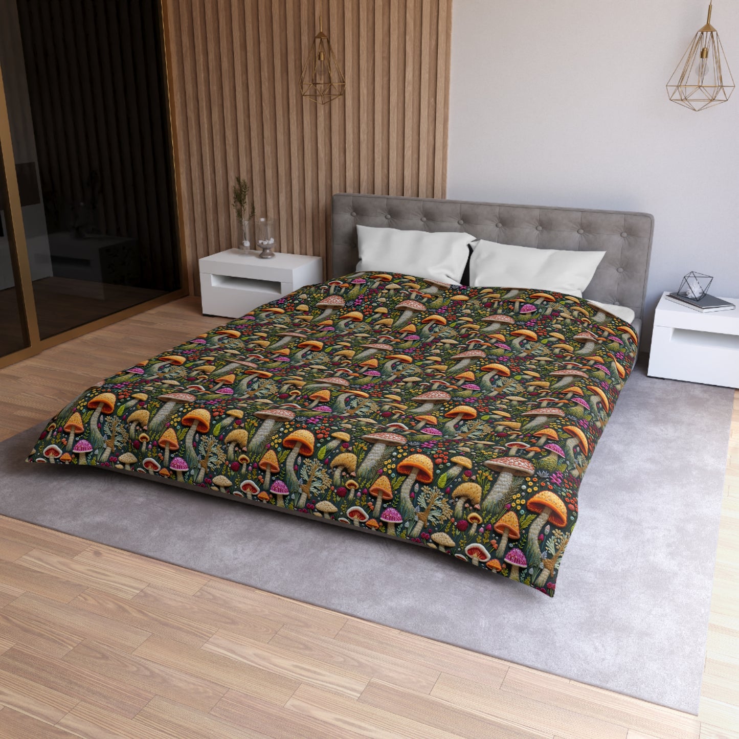 Whimsical Woodland Mushrooms Microfiber Duvet Cover